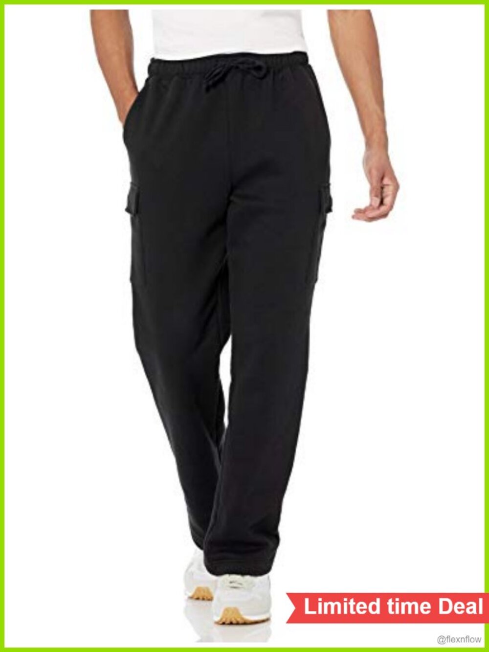 Men's Relaxed Fit Brushed Fleece Cargo Sweatpants Open Bottom